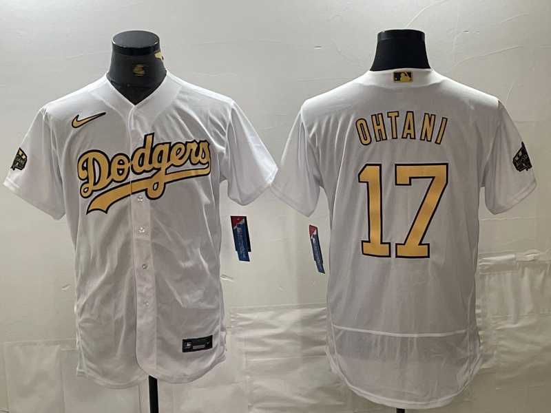 Mens Los Angeles Dodgers #17 Shohei Ohtani White 2022 All Star Stitched Flex Base Nike Jersey->los angeles dodgers->MLB Jersey